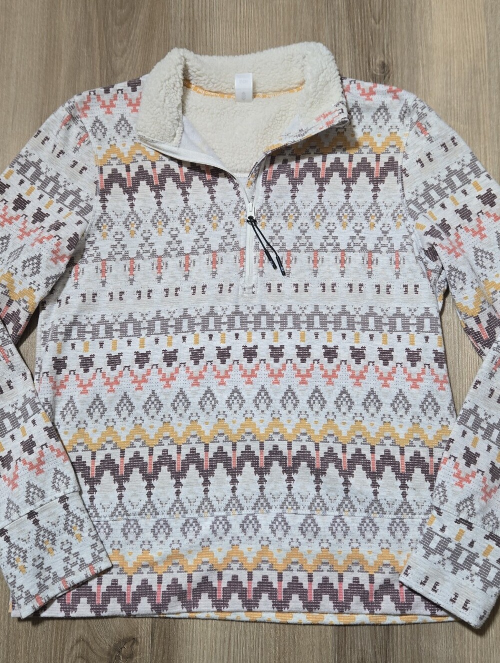 Free Country Cream Fair Isle Sherpa Quarter-Zip Sweater